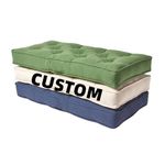 SINCERE Custom Cut to Size/Shape 2/3/4 Seater Tufted Bench Cushion, Bay Window Seat Pad, Overstuffed Booster Foam Cushion with Piping, Supportive Lift for Sofa, Custom Fabric Color Removable Cover