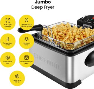 Chefman 4.3L Deep Fryer – Stainless Steel Electric Fryer