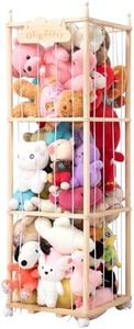 Stuffed Animal Zoo Storage, 54 inch Tall Large Wooden Stuffed Animals Storage Cage,Soft Toy Organizer Stuffed Animal Holder for Nursery Playroom Bedroom
