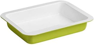 Premier Housewares Roasting Tins Baking Tins and Trays Lime Green/White Carbon Steel Baking Tray Non Stick Oven Tray 33 x 26 x 8 cm