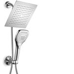 DreamSpa 9-Inch Rainfall Shower Head / Handheld Combo with Multi-setting Push Button Flow Control, Chrome