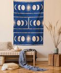 Ambesonne Geometry Tapestry, Grungy Display Design of Planetary Sun Moon Phases of Mystery, Wall Hanging for Bedroom Living Room Dorm, 60" X 80", Blue Salmon