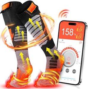 5000mAh Rechargeable Heated Socks for Men & Women, APP-Controlled with 4 Heat Settings and 360° Surround Heating; Machine Washable Thermal Socks for Skiing, Hunting, Fishing, Riding, Winter Activities