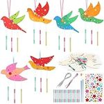 Wenqik 12 Pack Wind Chime Kit for Kids Spring Crafts for Kids Wooden Arts Make Your Own Wind Chime Ornaments DIY Coloring Craft for Spring Art Activities Favor Supplies(Pigeon)