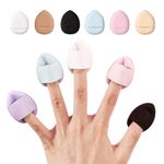 Gleva 6 Pcs Finger Powder Puff Mini Soft Face Makeup Sponge, Loose powder Foundation Blending Sponges Set, Beauty Blender, Contouring, Wedge Triangle Shape Wet & Dry Tool Washable Reusable (Multicolor)