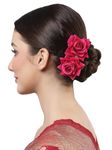 Diversa Artificial Red Rose Flower Natural Look Hair Pins Juda Clips Hair Accessories for Women and Girls - (Pack of 2)