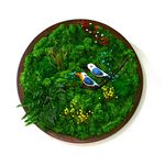 myBageecha- A Sapphire Tangle Preserved Moss Frame with Dark Wood Home Decor Office Wall Art Interior Gift Natural Green 16 Inch Diameter