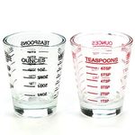 NCnnwovf Shot Glasses Measuring Cup Liquid Heavy Glass Wine Glass Espresso Shot Glass 26-Incremental Measurement 1oz, 6 TSP, 2 TBS, 30ml (Black and Red)