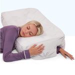 Wife Pillow - Medium Firm High Density Support. Orthopedic Arm Hole Slots for Relief of Shoulder & Neck Pain. Adjustable for Side, Back, Stomach Sleeper. Bamboo Shell/Cooling Shredded Memory Foam