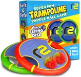 Bouncy Paddle Ball Game Disc: Outdoor Games for Kids Toss and Catch Stringy Balls Set for Yard Games, Beach Games & Pool Outside Toys for Kids All Ages. Toy Gifts for Boys & Girls