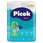 Picok Eco Toilet Tissue Paper 12Rolls (25m long, 3Ply, 219 pulls), 100% Recycled, Eco-Friendly Pulp, Made in Korea