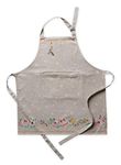 Maison d' Hermine Cloth Apron 100% Cotton (70 cm x 85 cm) 1 Piece Adjustable Neck Strap Easter Apron with Center Pocket & Long Ties for Chef, Women & Men, Wedding Use, Ibiza - Beige - Spring/Summer
