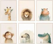 BigWig Prints Safari Animals Nursery Decor - Nursery Wall Decor, Baby Animal Pictures for Nursery, Nursery Decor for Boys, Animal Wall Art for Baby Nursery, Jungle Nursery Art, Unframed 6 Pack (8x10)