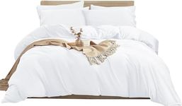 Bamboo Bay 100% Viscose Made from Bamboo Duvet Cover King - Ultra Soft 3 Piece Cooling Duvet Cover King with Corner Ties & Button Closure - 1 King Duvet Cover & 2 Pillowcases - Ivory