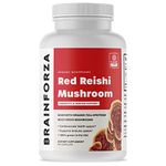 Brain Forza Organic Red Reishi Mushroom Capsules, Adaptogenic Mushroom Powered Immune Support, Heart and Cardiovascular Health, General Wellness and Vitality, Non-GMO, Vegan, Organic, 90 Capsules (90 Capsules)
