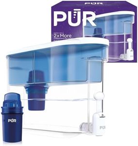 PUR 30-Cup Water Filter Dispenser with 1 Genuine PUR Filter, Large 30-Cup Capacity, 2-in-1 Powerful, Faster Filtration, Lasts 2 Months or 40 Gallons, Dishwasher Safe, White/Blue (DS1800Z)