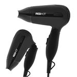 Red Hot 37079 1200W Travel Hair Dryer with Folding Handle/Dual Voltage / 2 Heat Settings/Compact & Lightweight/Black