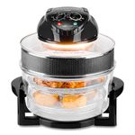 Innoteck Kitchen Pro Halogen Air Fryer 12L to 17L Glass Bowl with Extender Ring, Airfryer Oven with Adjustable Temperature 60-Min Timer and Accessories for Roasting, Grilling & Baking