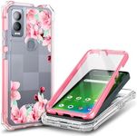 NZND Compatible with Cricket Magic 5G / AT&T Propel 5G Case with [Built-in Screen Protector], Full-Body Protective Shockproof Rugged Bumper Cover, Impact Resist Phone Case (Peach Blossom)