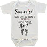 Witty and Bitty Surprise You're About to Become A Babysitter funny Pregnancy Reveal Announcement gift Aunt Auntie Tia Onesie/Bodysuit (Aunt)