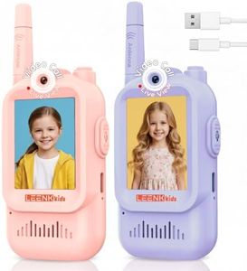 LEENK Video Walkie Talkies for Kids 2 Pack – Rechargeable Video Intercom Handheld, Indoor & Outdoor Range, Easy Use for Ages 3-12, Eco ABS, Clear Voice & Long Distance Communication (Pink & Purple)