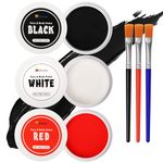 nsxsu Halloween Face Paint White+Black+Red165g(5.8oz ), Face Painting Kit Professional for Kids and Adults, Body Paint Set with Brushes for Halloween SFX Makeup Cosplay Skull Clown Art Theater