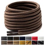 Handshop 2 Pairs Round Boots Shoe laces 4 mm Heavy Duty and Durable Hiking Work Boots Shoe Laces Brown 120cm