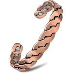 MagnetRX® Pure Copper Magnetic Bracelet - Magnetic Copper Bracelets for Men - Adjustable Cuff + Gift Box (Twisted Copper)