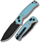 CJRB Shale Folding Pocket Knife, 3.15'' AR-RPM9 Steel Black PVD Blade Dual-tone G10 Handle Folding Knife with Clip, EDC Knife for Men Women, Sharp Camping Hiking Survival Knives J1943 Blue and Orange