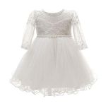 Happy Cherry Baby Girls' Floral Lace Dresses Pageant Birthday Dress Size 3M - White