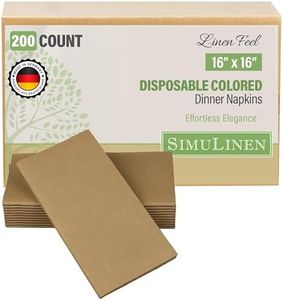 SimuLinen Natural Brown Linen Feel Disposable Dinner Napkins - Cloth-Like, Decorative Fall Wedding Guest Towels, 16"x16", Box of 300