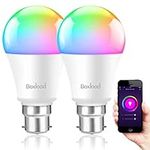 Smart Light Bulb, WiFi Smart LED Bulb Work with Alexa Echo Google Home, RGB Color Changing, Warm White to Cool White Adjustable, No Hub Required, B22 Bayonet Dimmable LED Bulbs 60W Equivalent 2Pack