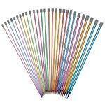 Coopay Knitting Needles Set 25cm UK Size, Short Lightweight Knitting Needles for Arthritis Hands, Funky Coloured Metal Knitting Needle Sets,14 Pairs of Aluminium Knitting Needles Complete Set 2.0-10mm