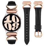 TOYOUTHS Leather Strap Compatible with Samsung Galaxy Watch 7/6/5/4/Active 2 40mm 44mm/Watch 6 Classic Band, Women 20mm Elegant Slim Dressy Leather Strap with C-Shape Metal Buckle, Black/Rose Gold