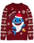 Baby Shark Daddy Christmas Jumper | Adults Mens Santa Hat Singing Animated Shark Doo Doo Doo Festive Red Knitted Sweater | Sing Dance Song Xmas Gifts