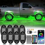 ZONECONA 8Pods RGB LED Rock Lights Kit with APP/RF Remote Control, Car Underglow Lights with Dual Zone Brake Multicolor Neon Underbody Lights Waterproof 12V for Trucks Pickup Jeep Golf Cart SXS ATV