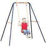 Hedstrom Single Play Swing - Robust Steel Construction, Chunky Blow-Moulded Seat, Powder-Coated Frame - Suitable for Ages 3-10 - Outdoor Garden Toy for Boys and Girls - Ground Pegs Included