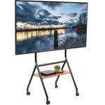 VIVO Rolling 37 to 86 inch Height Adjustable TV Floor Stand with Shelf, Max VESA 600x400mm, Dark Wood Shelf, Black Frame, STAND-TV86RD