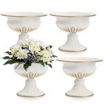 Suwimut 4 Pieces Mini Sized Metal Urn Planter, White Elegant Wedding Centerpieces Vase, 4.72 Inch Tall Trumpet Vase Flower Holder for Anniversary, Ceremony, Wedding Party Decoration