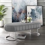 Nicole Miller Velvet Bench - Grey/Silver | Design: Flavia | Upholstered | Side Channel Tufted