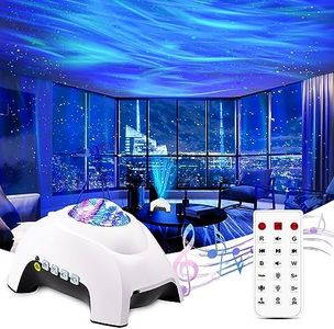 CIMELR Aurora Star Projector with Bluetooth Speaker & White Noise – Northern Lights Galaxy Night Light for Bedroom, Remote Control Ceiling Projector for Kids & Adults, Home Theater Decor (White)