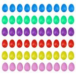 Foraineam 60 Pieces Plastic Egg Shakers Percussion Musical Eggs Maracas Colorful Easter Egg Noisemaker Musical Instruments for Party Favors Supplies Music Learning DIY Painting