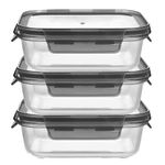 FWQPRA Food Storage Container - 1000ml | Air-Tight Fridge Organizer | Glass Box with BPA-Free Locking Lid | Microwave & Freezer Safe | Leak Proof Food Storage Meal Prep Container-Set of 3(Transparent)