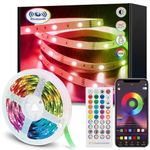 vvuvnem LED Strip Light 5m, Led Strips Music Sync Colour Changing, Ultra-Long RGB Bluetooth Led Strip Lighting with Remote App Control, Led Lights for Bedroom Bar Party Decoration [Energy Class A++]