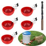 Kityemo (5 Pack) Automatic Chicken Waterer Cups, Chicken Water Feeder Suitable for Chicks, Duck, Goose, Turkey and Bunny, Chicken Water Cup Waterer Kit for Poultry (Red)