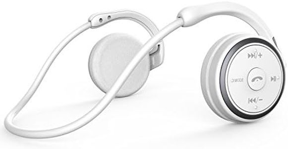 Small Bluetooth Headphones Wrap Around Head - Sports Wireless Headset with Built in Microphone and Crystal-Clear Sound, Foldable and Carried in The Purse, and 12-Hour Battery Life, White
