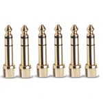 6pcs Jack Gold-plated 6.35mm Male to 3.5mm Female Plug Connector Audio Screw Adapter, Male 1/4" to Female 1/8" Screw-On Adapter