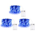 BOLWEO 3Pack Battery Powered String Lights,10Ft/3M 30LEDs,Copper Wire Fairy Decor Lights for Christmas New Year's Eve Indoor Outdoor Decoration,Blue