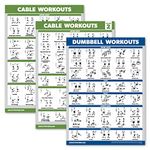 3 Pack - Cable Machine Workout Posters Volume 1 & 2 + Dumbbell Exercise Chart (LAMINATED, 18" x 24")