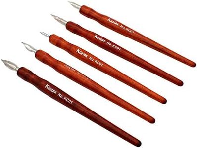 Ensemble de stylos plume Hillento, 5 stylos en bois, stylos de dessin animé et 5 plumes - idéal pour manga/bande dessinée/calligraphie/mot/dessin à la plume et à l'encre